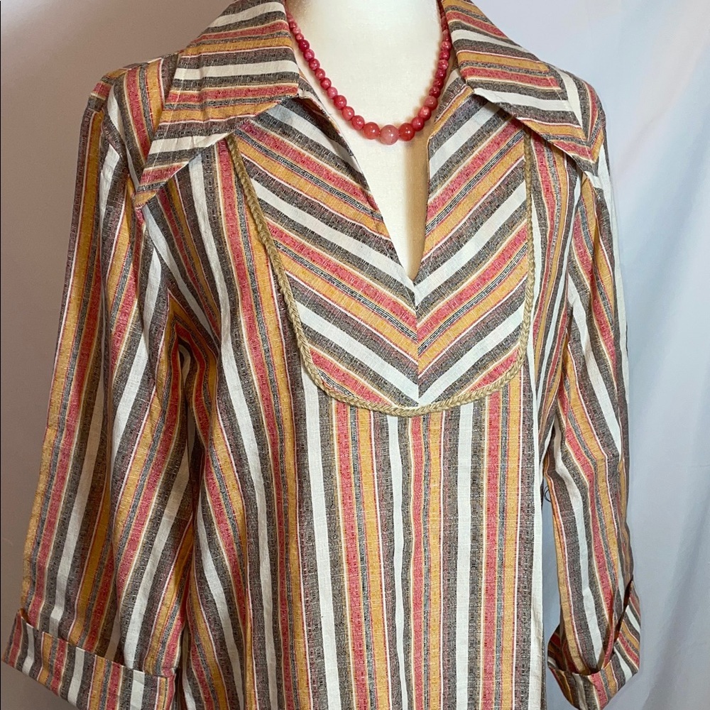 Vintage, Made In California; Striped,  Multicolored Women's Top